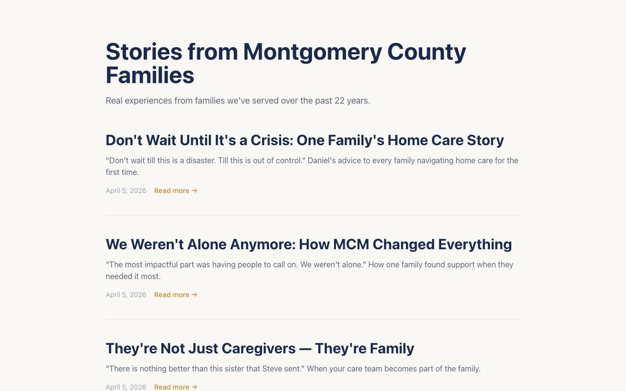 MCM · Stories From Montgomery County Families
