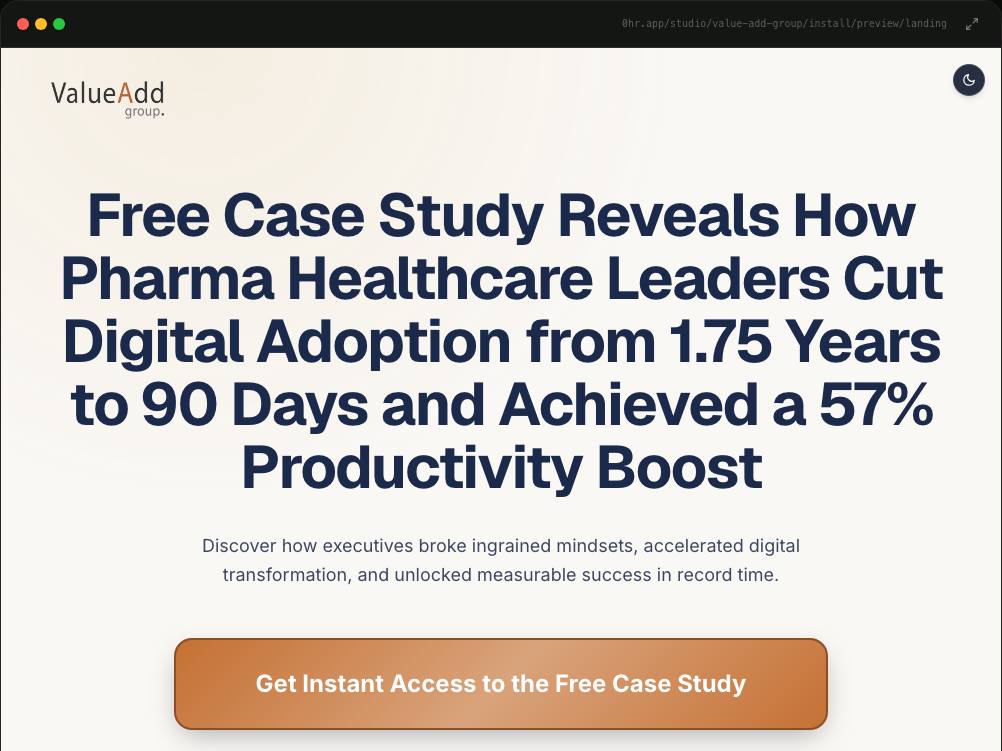 ValueAdd Group · Digital Adoption Case Study Landing Page