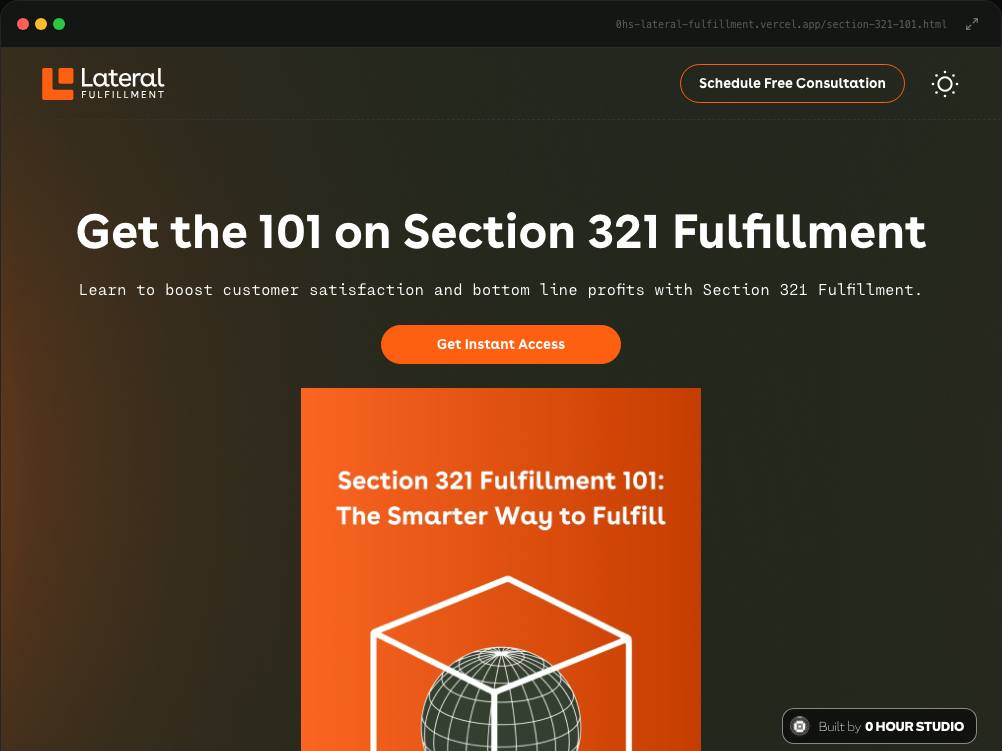 Lateral Fulfillment · Section 321 Fulfillment 101