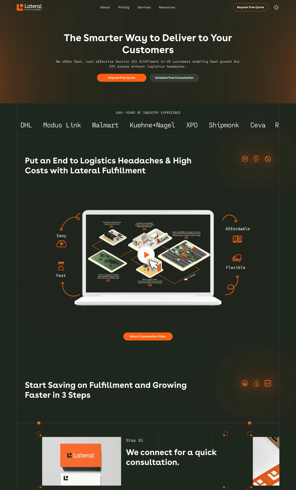 Lateral Fulfillment website — Home