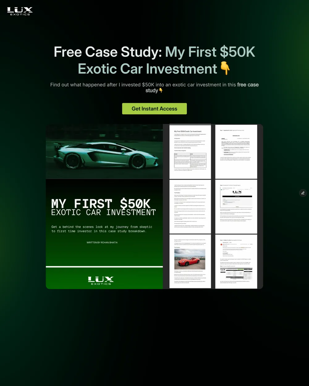 Lux Exotics · Free Case Study Lander